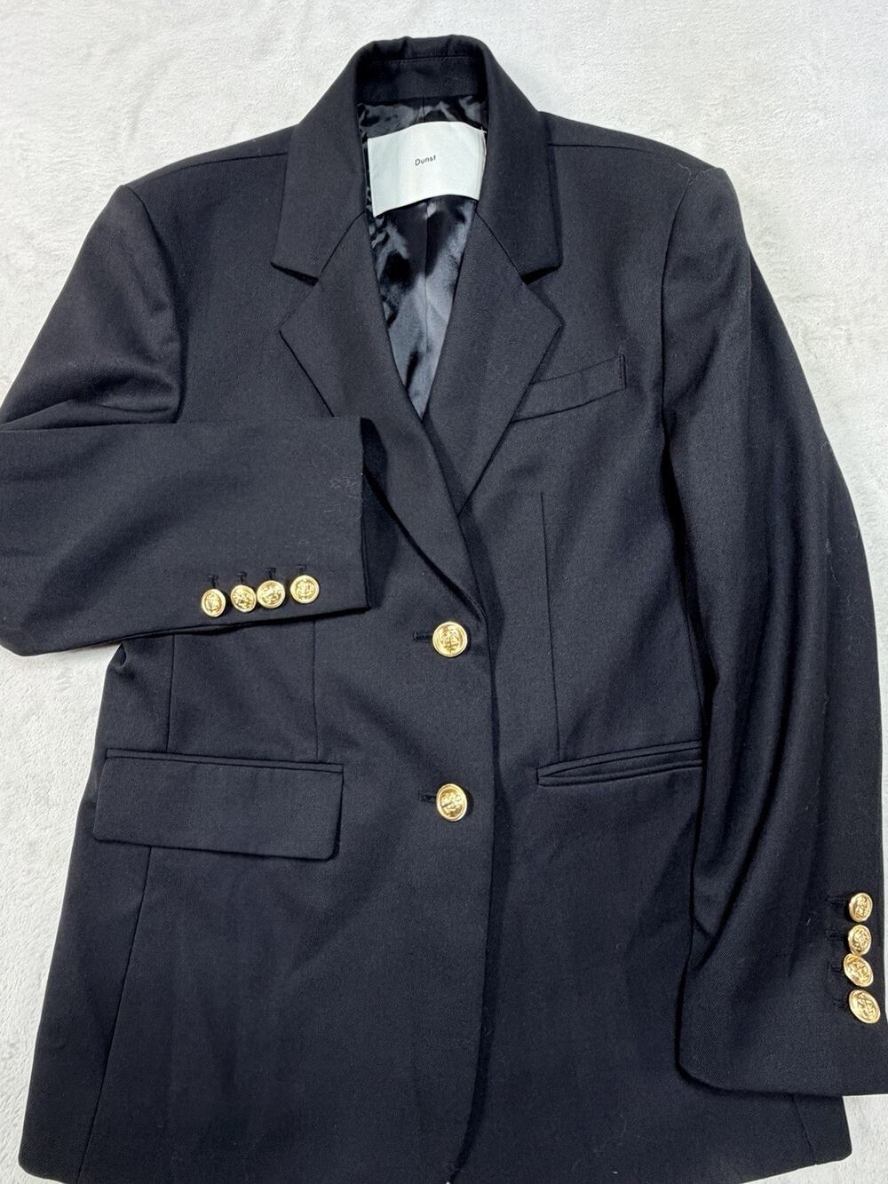 Dunst Essential 2 Button Wool Blazer Black Preppy Minimalist Jacket Womens SZ S